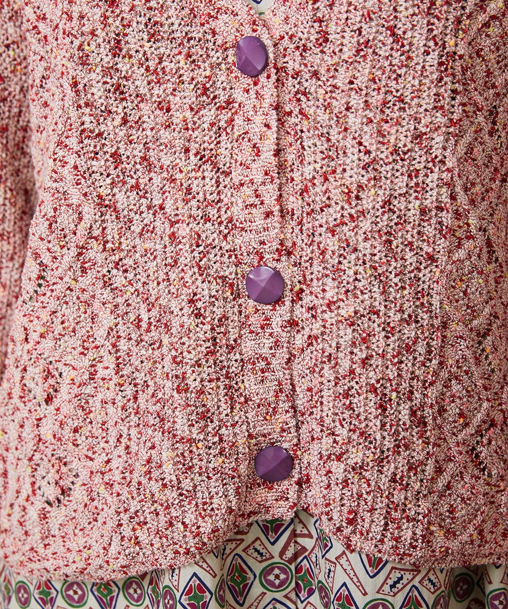 GJSDE31200 Jocomomola(ホコモモラ) カラーネップニットカーディガン レッド