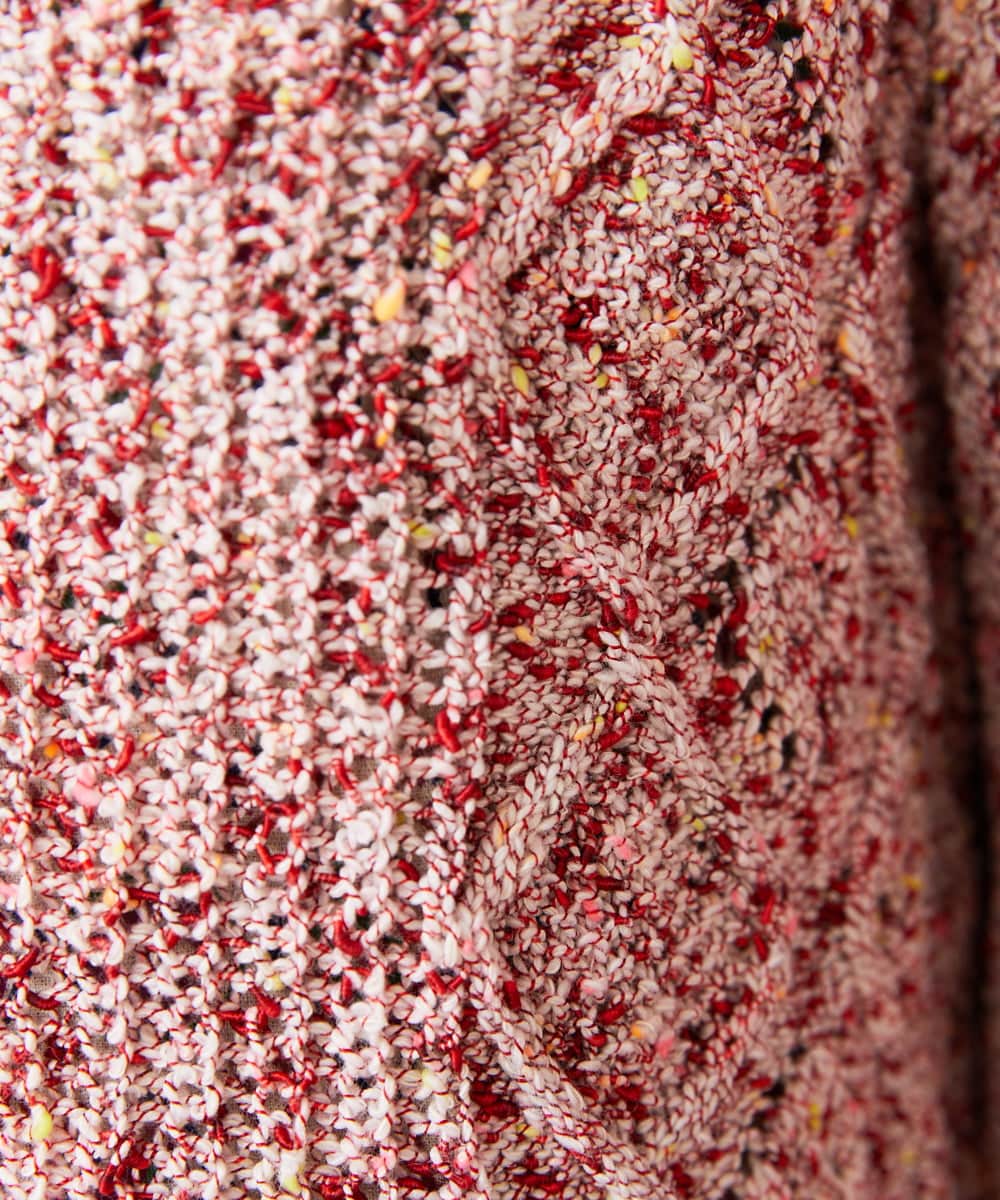 GJSDE31200 Jocomomola(ホコモモラ) カラーネップニットカーディガン レッド