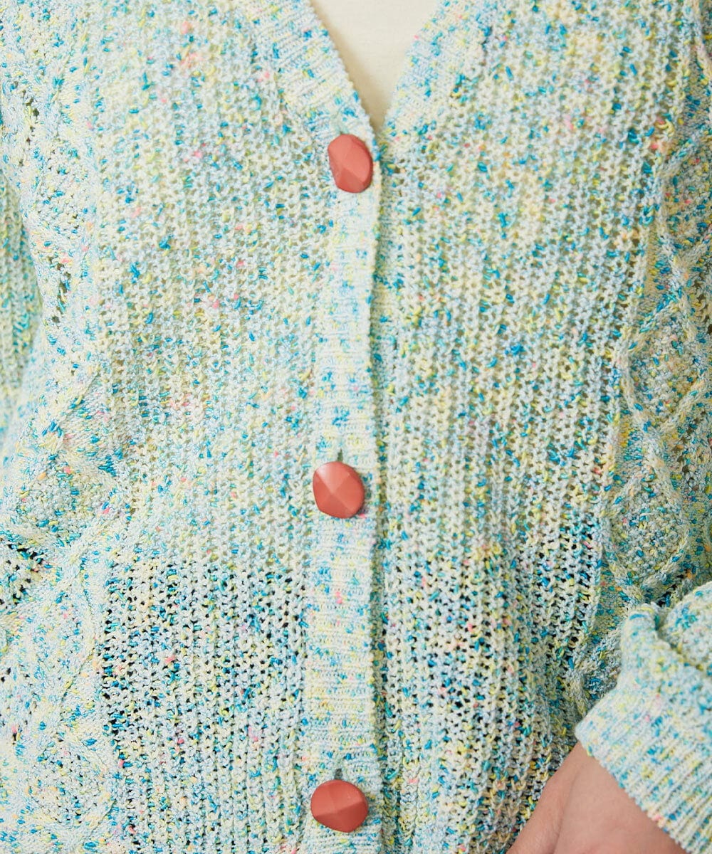 GJSDE31200 Jocomomola(ホコモモラ) カラーネップニットカーディガン ブルー