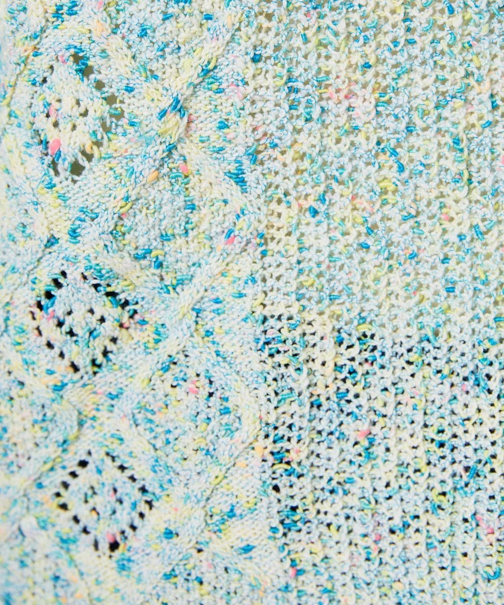 GJSDE31200 Jocomomola(ホコモモラ) カラーネップニットカーディガン ブルー