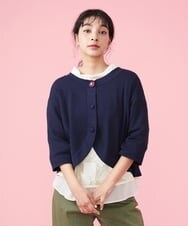 GJSDT02170 Jocomomola(ホコモモラ) Sello 刺繍ボタンショートカーディガン ネイビー