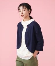 GJSDT02170 Jocomomola(ホコモモラ) Sello 刺繍ボタンショートカーディガン ネイビー