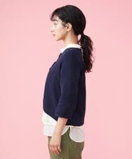 GJSDT02170 Jocomomola(ホコモモラ) Sello 刺繍ボタンショートカーディガン ネイビー