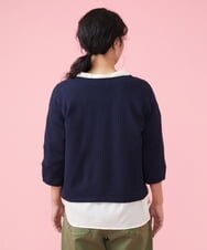 GJSDT02170 Jocomomola(ホコモモラ) Sello 刺繍ボタンショートカーディガン ネイビー