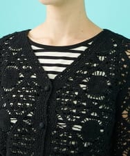 GJSFA30220 Jocomomola(ホコモモラ) コード刺繍ショート丈カーディガン ブラック
