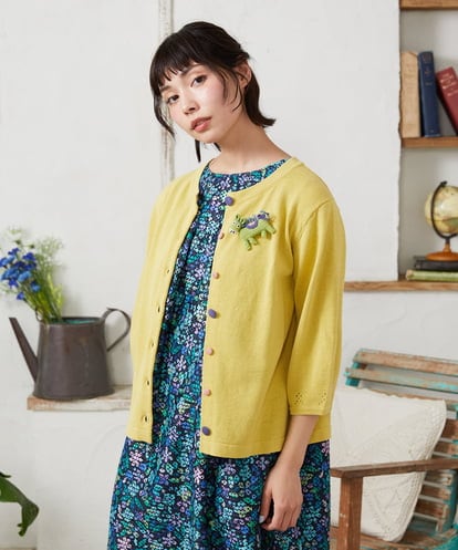 GJSFD30200 Jocomomola ハイツイストコットンカーディガン