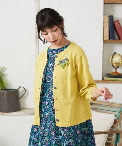 GJSFD30200 Jocomomola ハイツイストコットンカーディガン