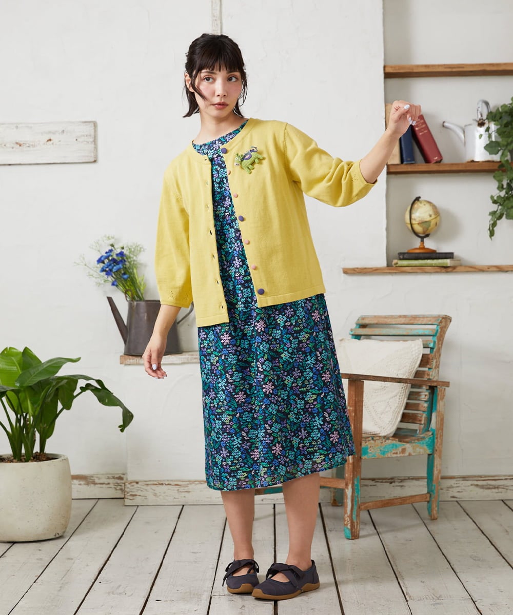 GJSFD30200 Jocomomola(ホコモモラ) ハイツイストコットンカーディガン イエロー