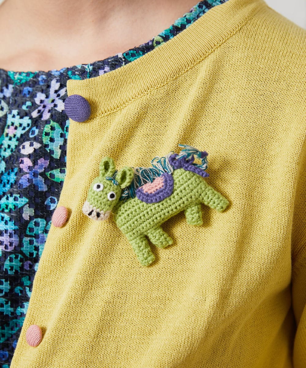 GJSFD30200 Jocomomola(ホコモモラ) ハイツイストコットンカーディガン イエロー