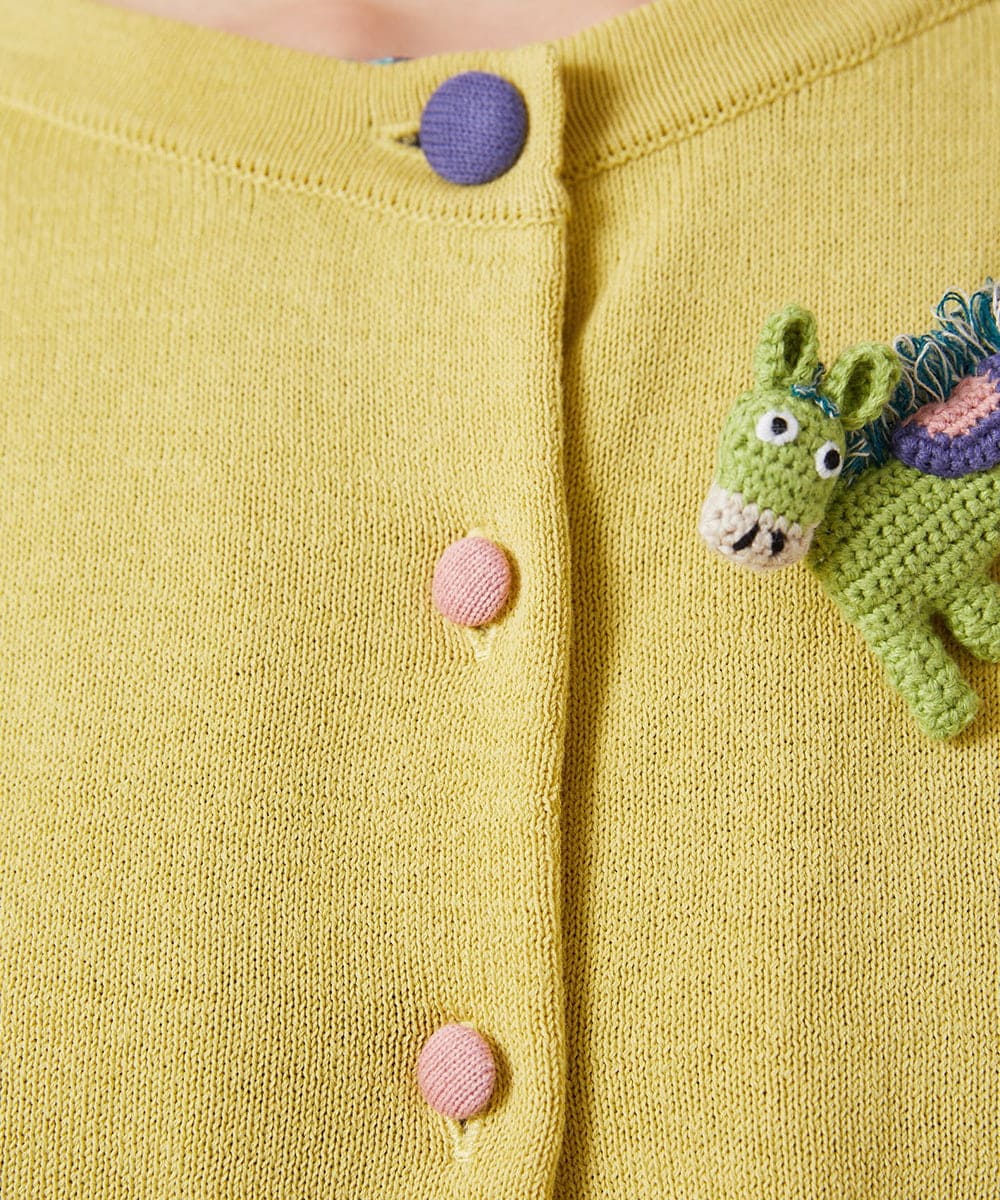 GJSFD30200 Jocomomola(ホコモモラ) ハイツイストコットンカーディガン イエロー