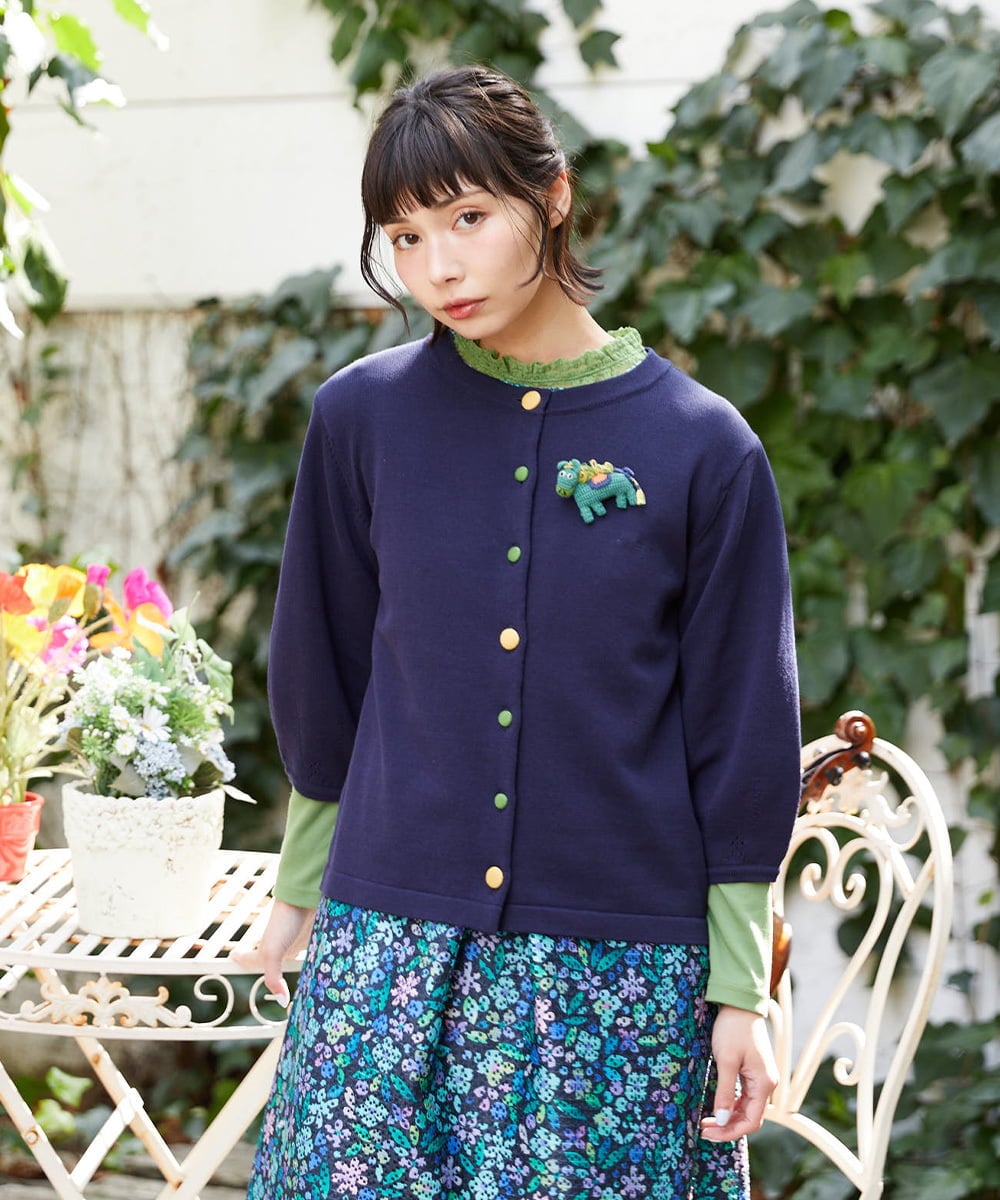 GJSFD30200 Jocomomola ハイツイストコットンカーディガン