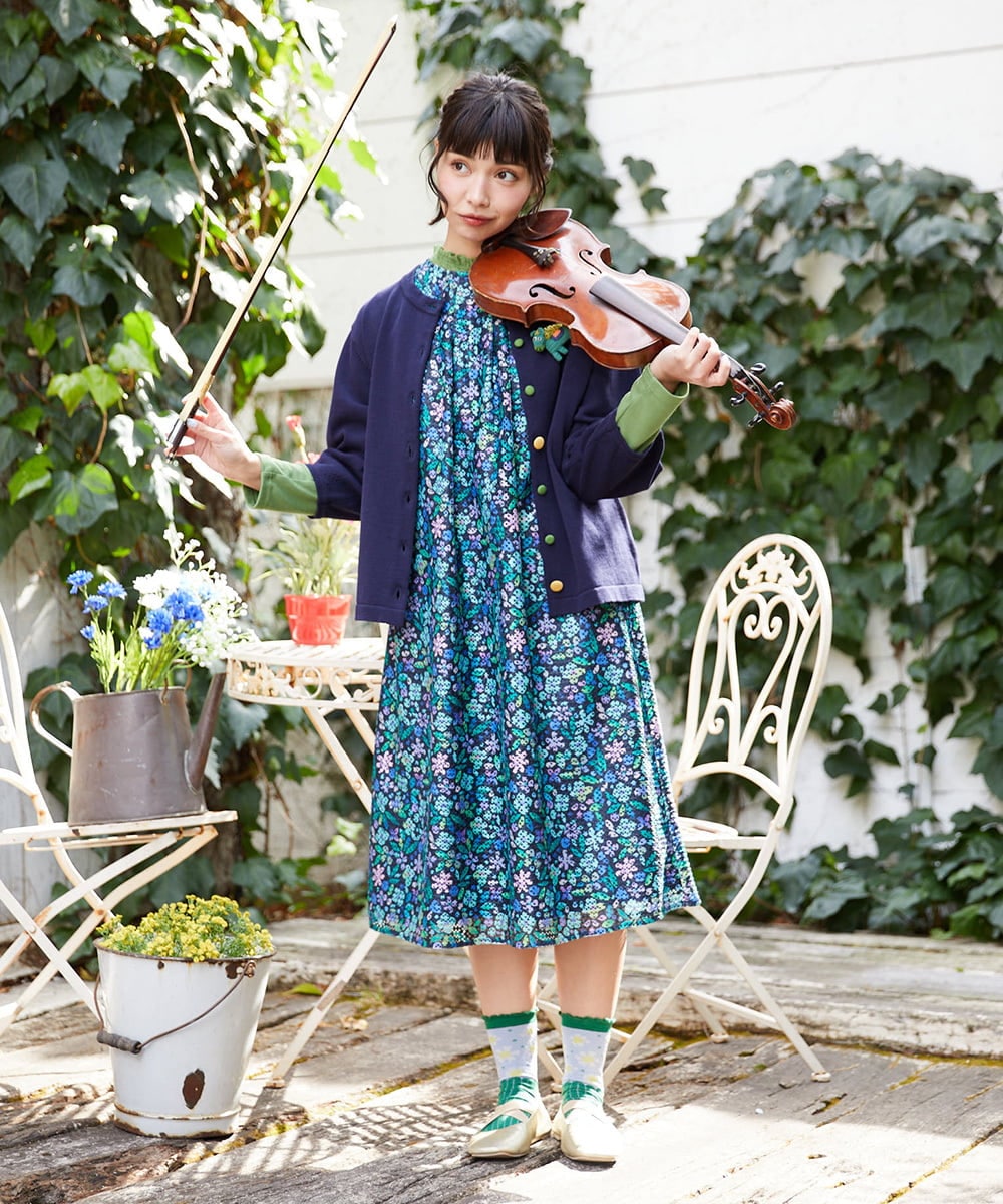 GJSFD30200 Jocomomola(ホコモモラ) ハイツイストコットンカーディガン ネイビー