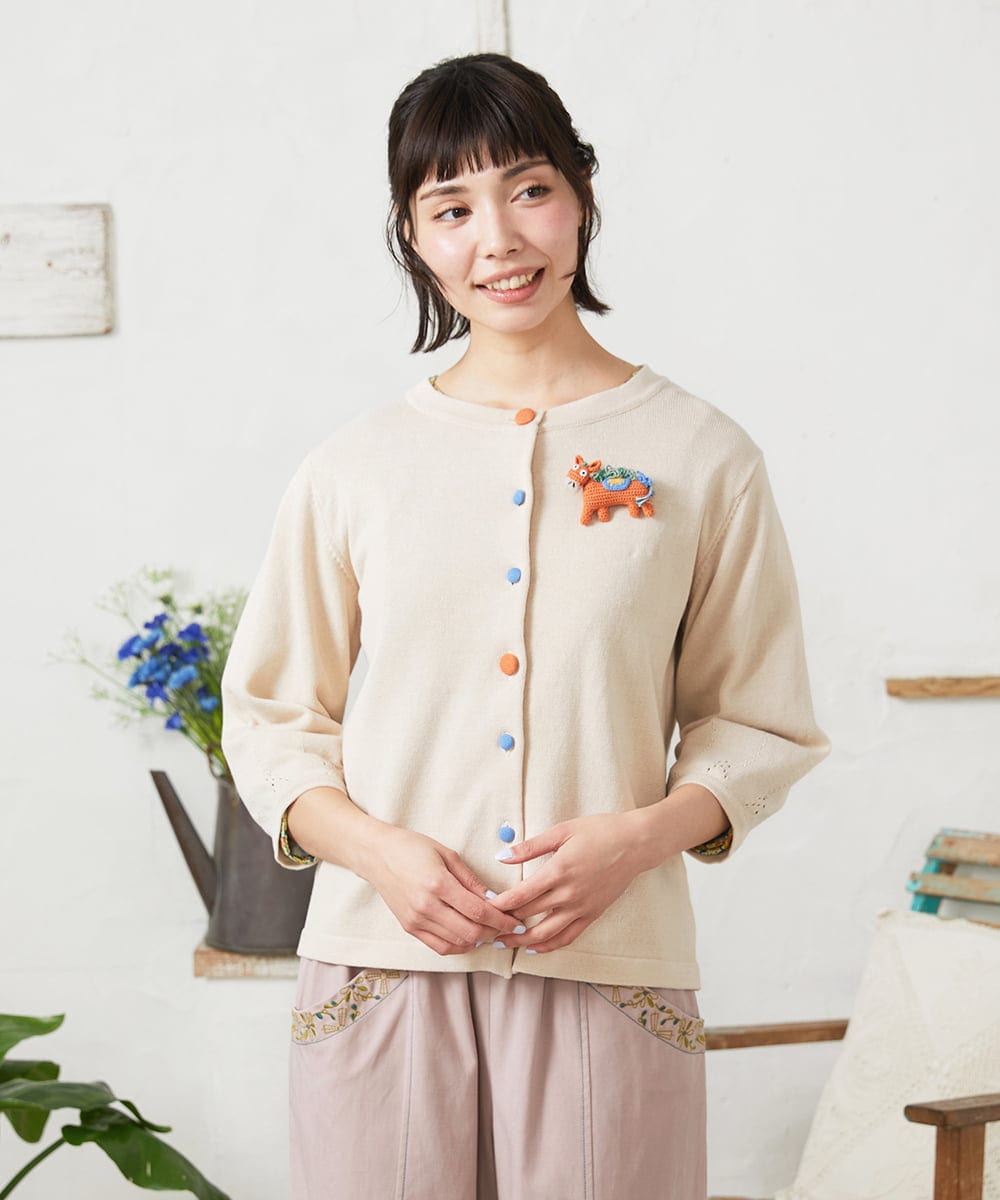 GJSFD30200 Jocomomola ハイツイストコットンカーディガン