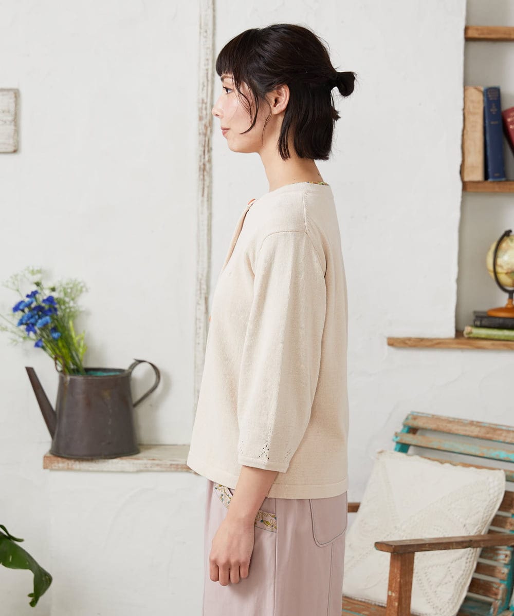 GJSFD30200 Jocomomola(ホコモモラ) ハイツイストコットンカーディガン アイボリー