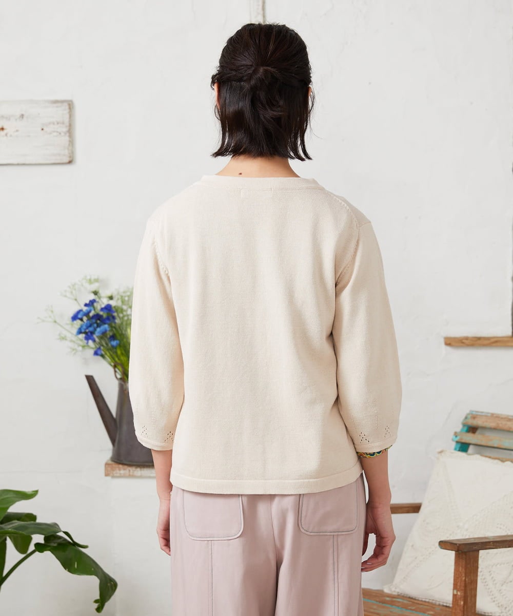 GJSFD30200 Jocomomola(ホコモモラ) ハイツイストコットンカーディガン アイボリー