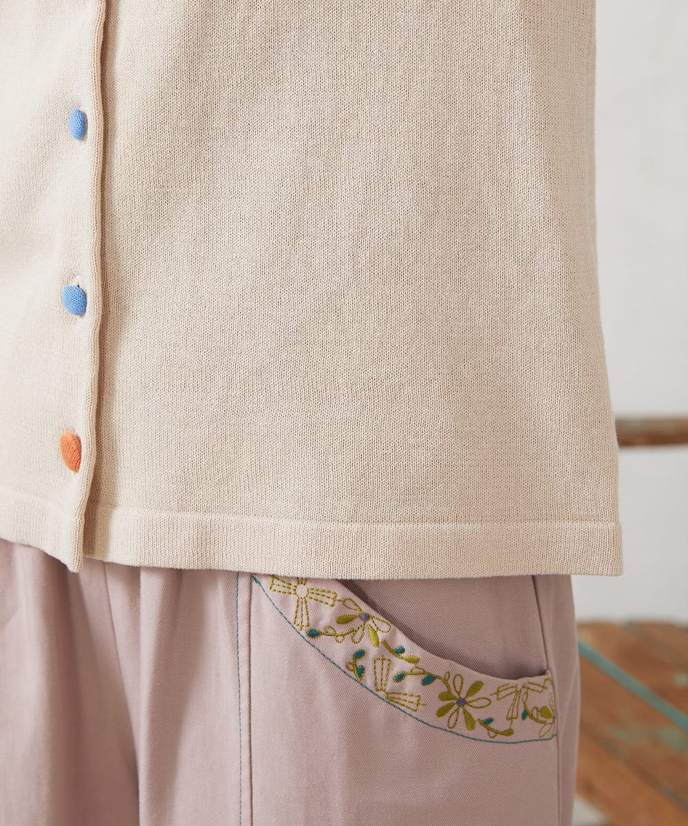 GJSFD30200 Jocomomola(ホコモモラ) ハイツイストコットンカーディガン アイボリー