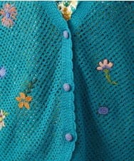 GJSFD31230 Jocomomola(ホコモモラ) Volar フラワーモチーフニットカーディガン ブルー