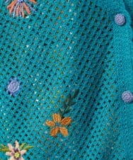 GJSFD31230 Jocomomola(ホコモモラ) Volar フラワーモチーフニットカーディガン ブルー