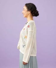 GJSFD31230 Jocomomola(ホコモモラ) Volar フラワーモチーフニットカーディガン アイボリー