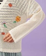 GJSFD31230 Jocomomola(ホコモモラ) Volar フラワーモチーフニットカーディガン アイボリー