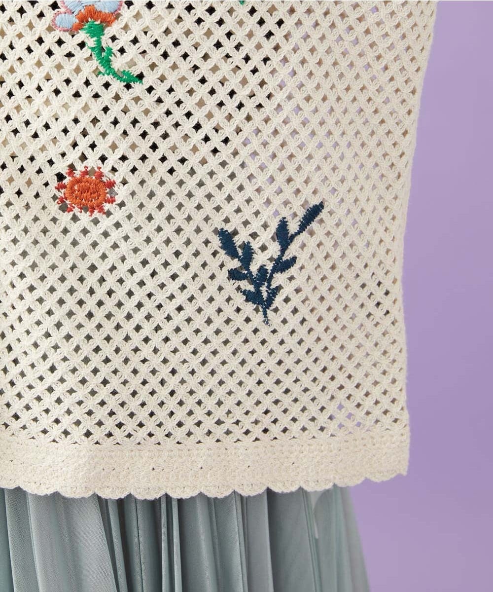 GJSFD31230 Jocomomola(ホコモモラ) Volar フラワーモチーフニットカーディガン アイボリー