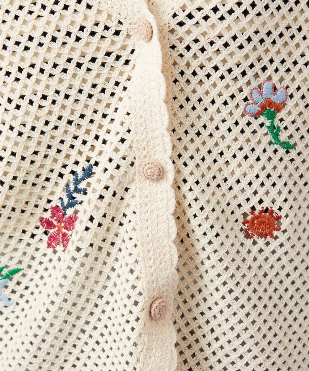 GJSFD31230 Jocomomola(ホコモモラ) Volar フラワーモチーフニットカーディガン アイボリー