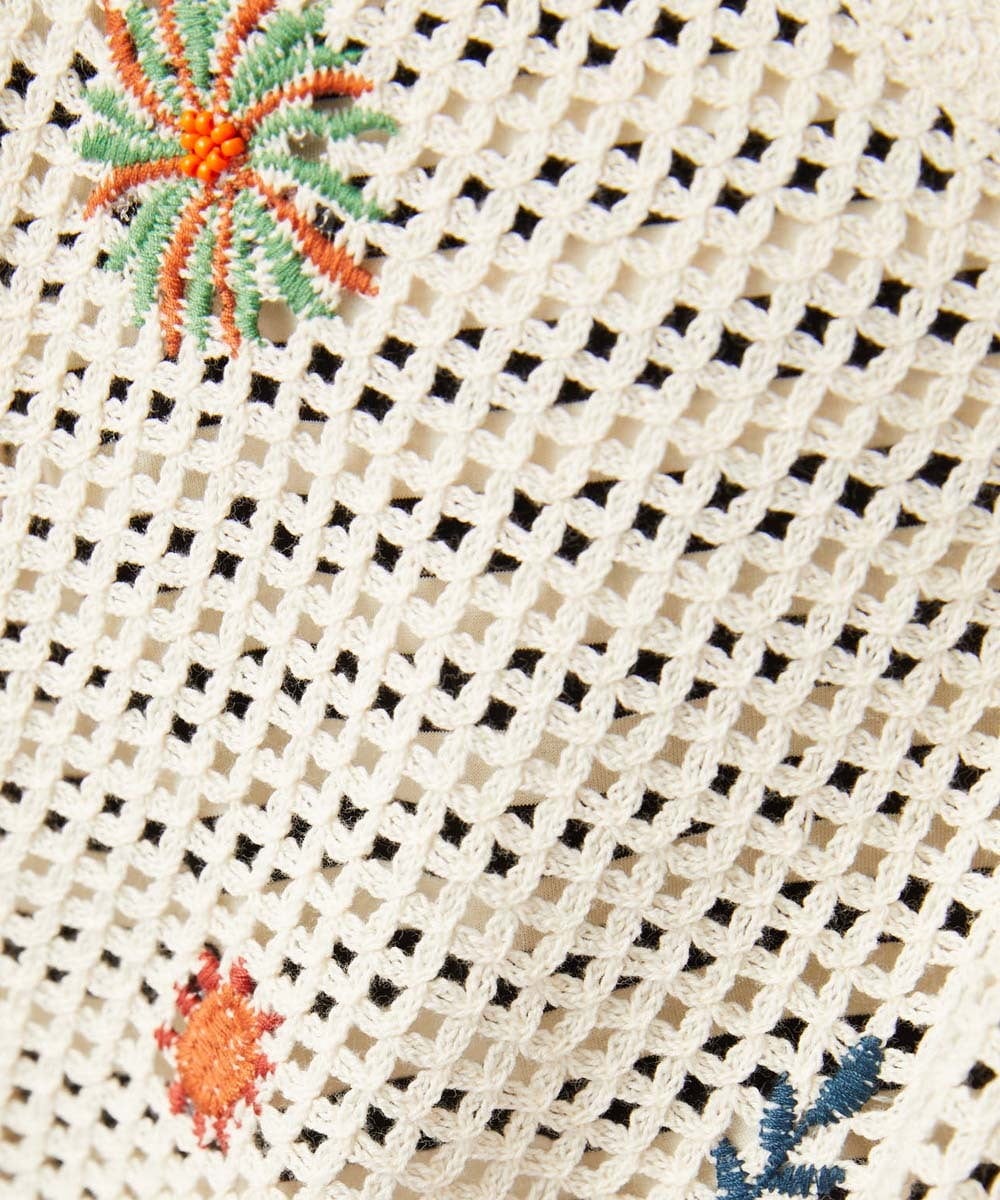 GJSFD31230 Jocomomola(ホコモモラ) Volar フラワーモチーフニットカーディガン アイボリー