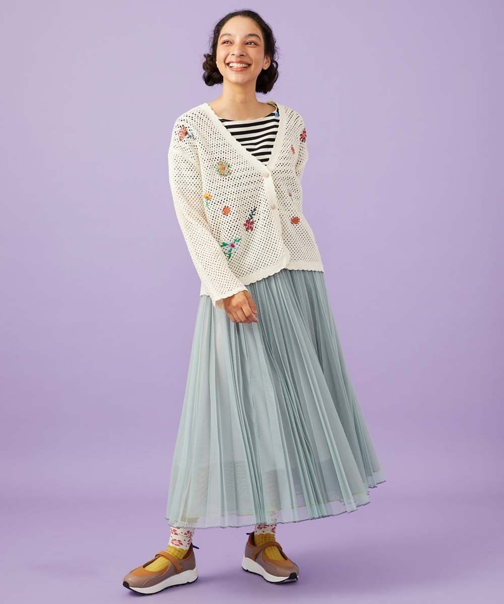 GJSFD31230 Jocomomola(ホコモモラ) Volar フラワーモチーフニットカーディガン アイボリー