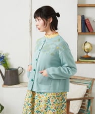 GJSFD50230 Jocomomola(ホコモモラ) El Rucio フラワー刺繍ニットカーディガン ライトブルー