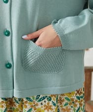 GJSFD50230 Jocomomola(ホコモモラ) El Rucio フラワー刺繍ニットカーディガン ライトブルー