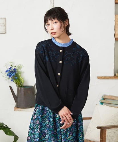 GJSFD50230 Jocomomola El Rucio フラワー刺繍ニットカーディガン