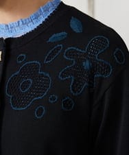 GJSFD50230 Jocomomola(ホコモモラ) El Rucio フラワー刺繍ニットカーディガン ブラック