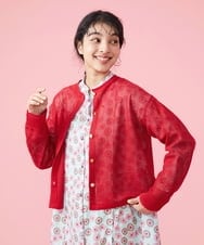 GJSFS30190 Jocomomola(ホコモモラ) メッシュニットカーディガン レッド