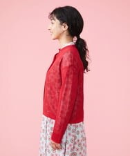 GJSFS30190 Jocomomola(ホコモモラ) メッシュニットカーディガン レッド
