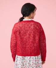 GJSFS30190 Jocomomola(ホコモモラ) メッシュニットカーディガン レッド