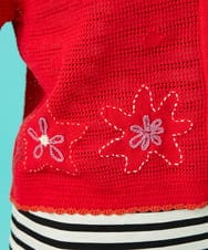 GJSGB01250 Jocomomola(ホコモモラ) Fruto ハンド刺繍入り襟付きカーディガン ライトブルー