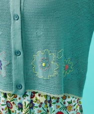 GJSGB01250 Jocomomola(ホコモモラ) Fruto ハンド刺繍入り襟付きカーディガン ライトブルー