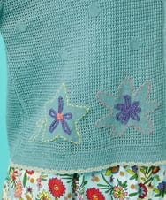 GJSGB01250 Jocomomola(ホコモモラ) Fruto ハンド刺繍入り襟付きカーディガン ライトブルー