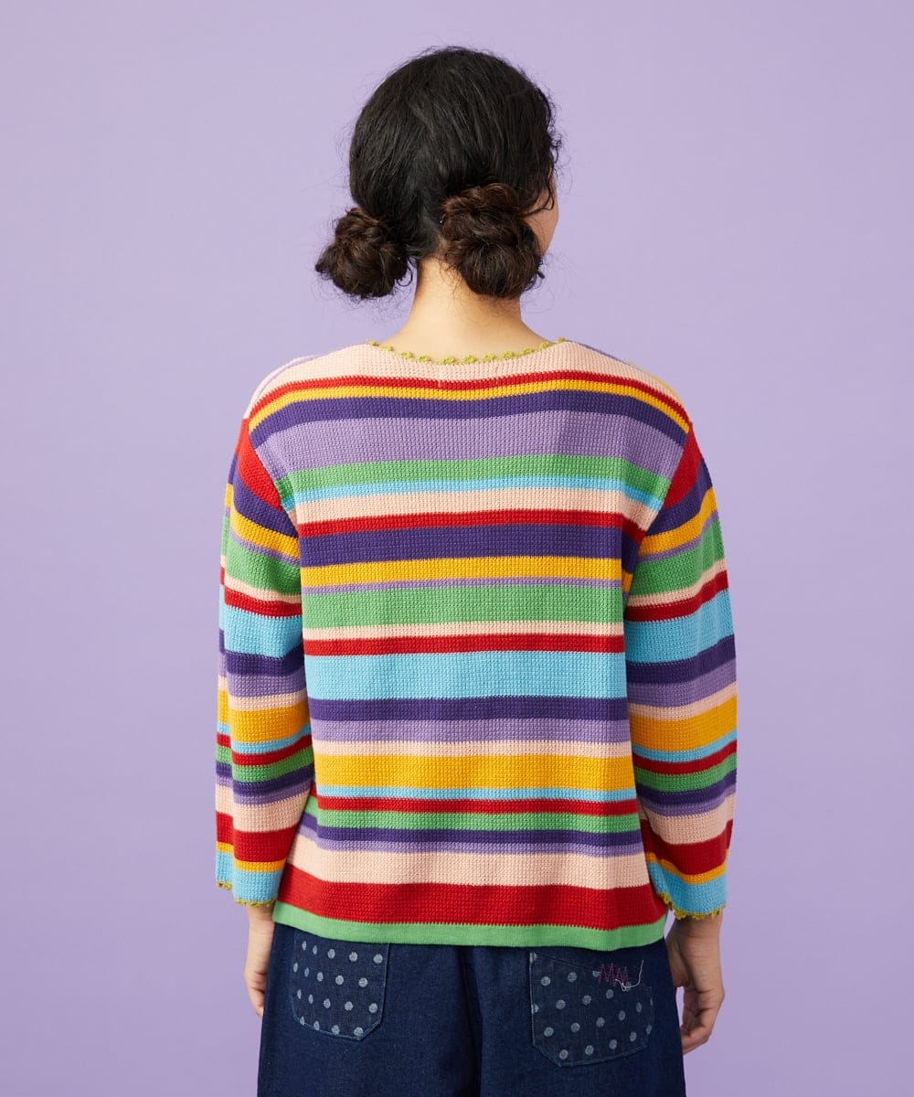 GJSGD01220 Jocomomola(ホコモモラ) Emocion ボーダーカーディガン イエロー