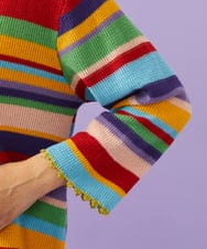 GJSGD01220 Jocomomola(ホコモモラ) Emocion ボーダーカーディガン イエロー