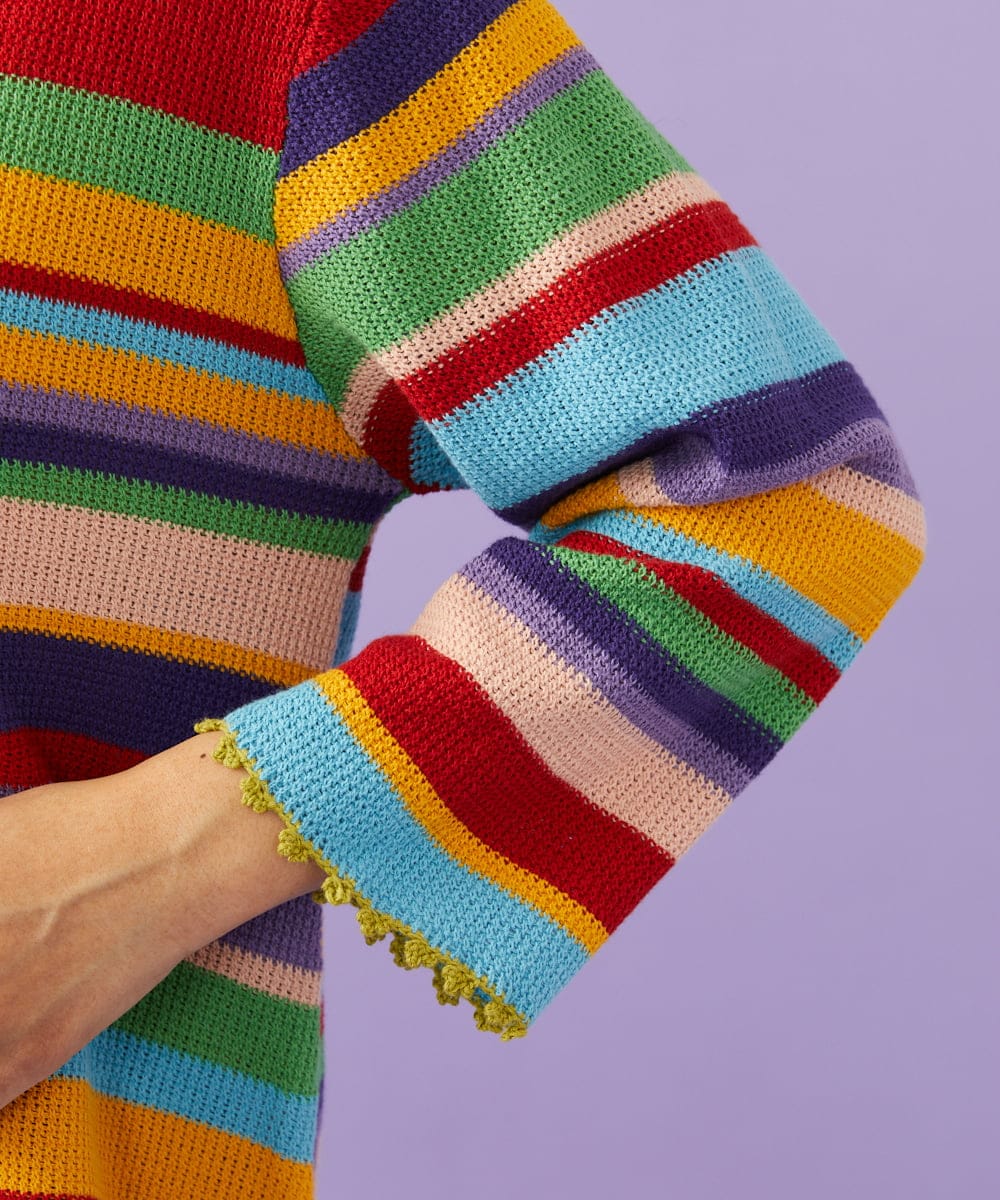 GJSGD01220 Jocomomola(ホコモモラ) Emocion ボーダーカーディガン イエロー