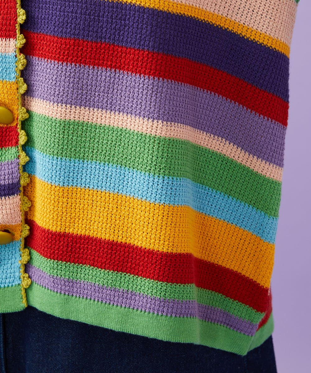 GJSGD01220 Jocomomola(ホコモモラ) Emocion ボーダーカーディガン イエロー