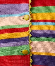 GJSGD01220 Jocomomola(ホコモモラ) Emocion ボーダーカーディガン イエロー