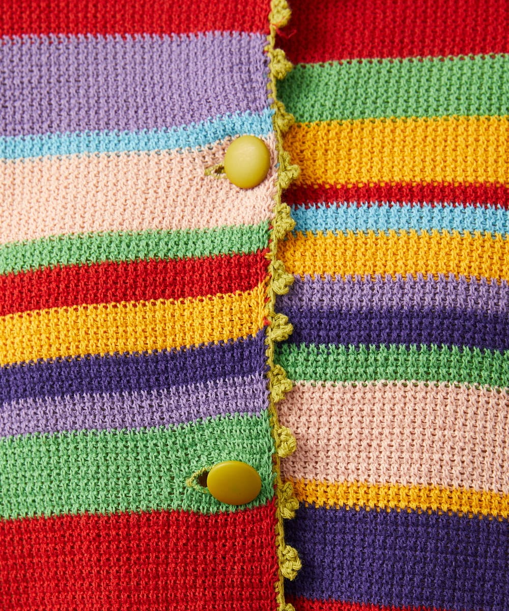 GJSGD01220 Jocomomola(ホコモモラ) Emocion ボーダーカーディガン イエロー