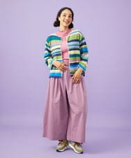 GJSGD01220 Jocomomola(ホコモモラ) Emocion ボーダーカーディガン ブルー