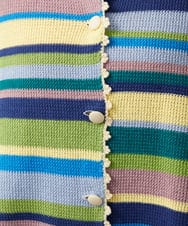 GJSGD01220 Jocomomola(ホコモモラ) Emocion ボーダーカーディガン ブルー