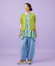 GJSGD30180 Jocomomola(ホコモモラ) 【接触冷感】天竺編みクルーネックカーディガン グリーン