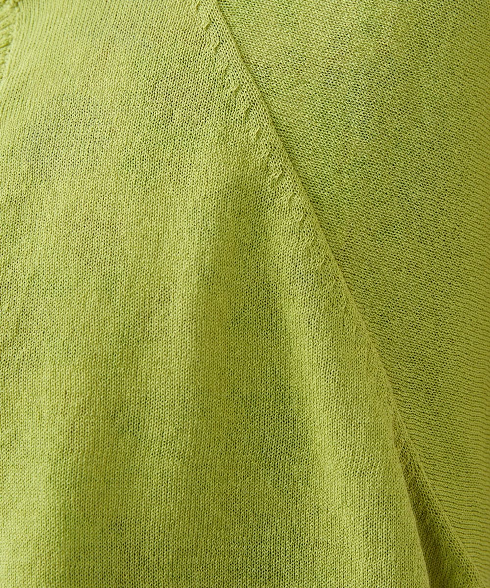 GJSGD30180 Jocomomola(ホコモモラ) 【接触冷感】天竺編みクルーネックカーディガン グリーン