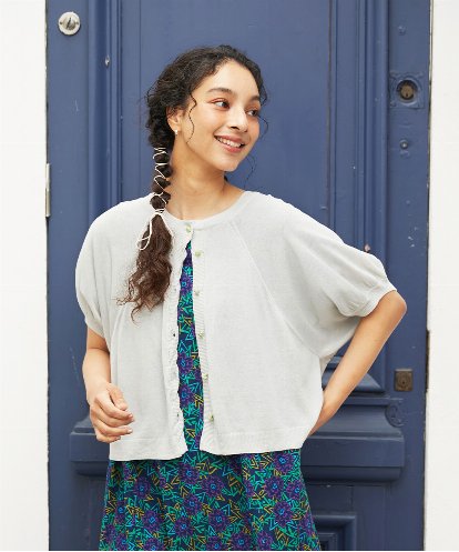 GJSGD30180 Jocomomola 【接触冷感】天竺編みクルーネックカーディガン