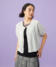 GJSGD30180 Jocomomola(ホコモモラ) 【接触冷感】天竺編みクルーネックカーディガン ライトグレー